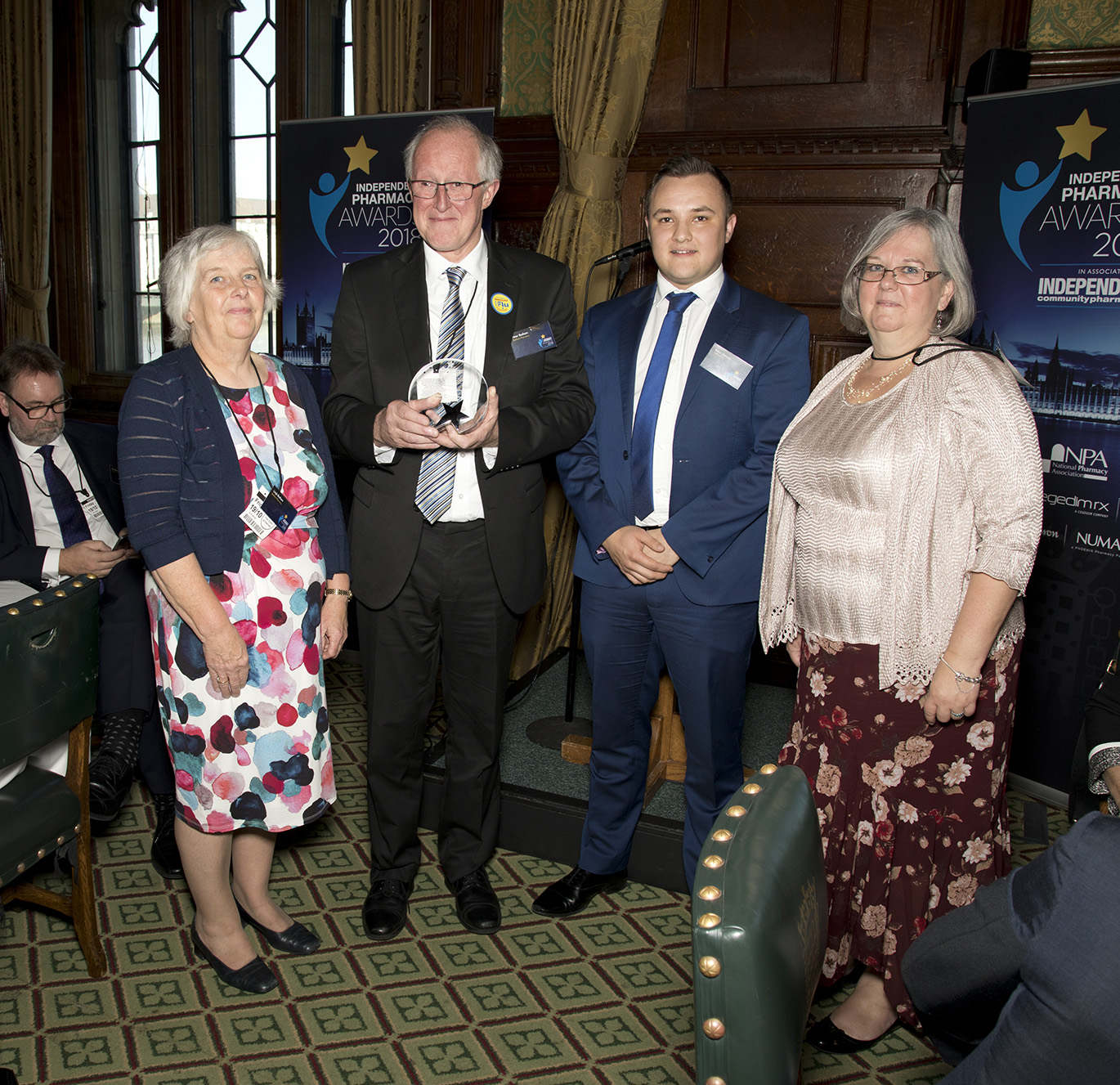 Photo: Receiving the Innovation Award at the House of Commons Left to right: Linda Badham (Director, Badham Pharmacy), Peter Badham (Managing Director & Superintendent Pharmacist, Badham Pharmacy), Adam Dennett (Cedgedim Rx) who presented the award, Catherine Morgan (Badham Pharmacy Chief Finance Officer).